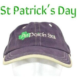 Vintage Irish Pub Blue & Green St Patrick's Day Embroidered Cotton Ball Cap Hat